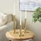 Gold Stainless Steel Metal Slim Minimalistic Candle Holder with Round Base Set